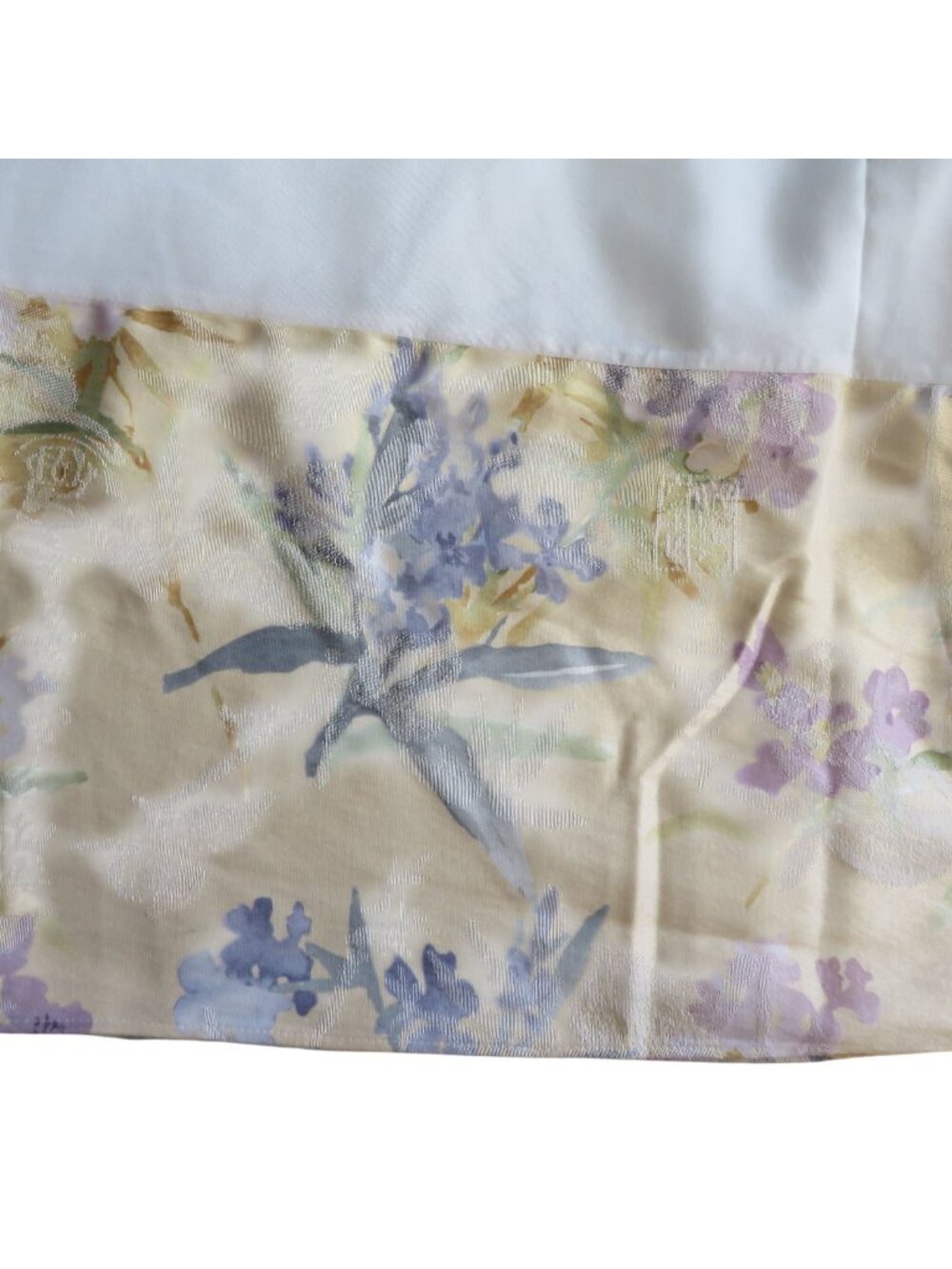 Vintage WestPoint Stevens Floral Queen Bed Skirt Beige Purple 12.5" Drop